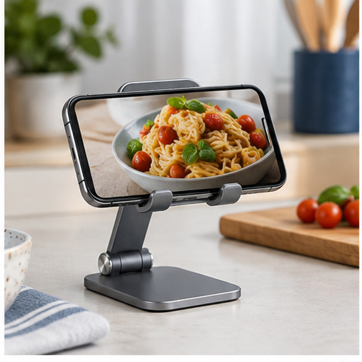 Adjustable Angle Phone Stand — in use