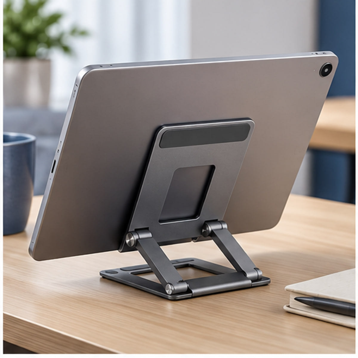 Fold-Flat Tablet Stand — in use