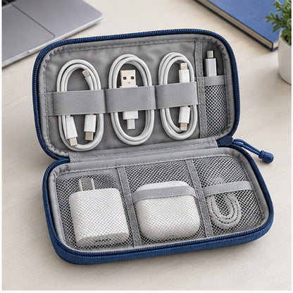 Travel Charging Cable Pouch — in use
